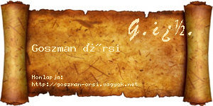 Goszman Örsi névjegykártya